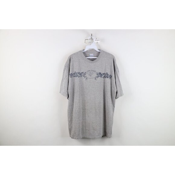 Vintage 90s Streetwear Mens Large Distressed Spell Out Flower Lake Tahoe T-Shirt - Picture 1 of 16